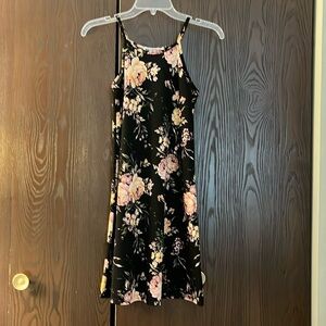 Wallflower black small strapped dress. Flares at the bottom. Floral. Size XS